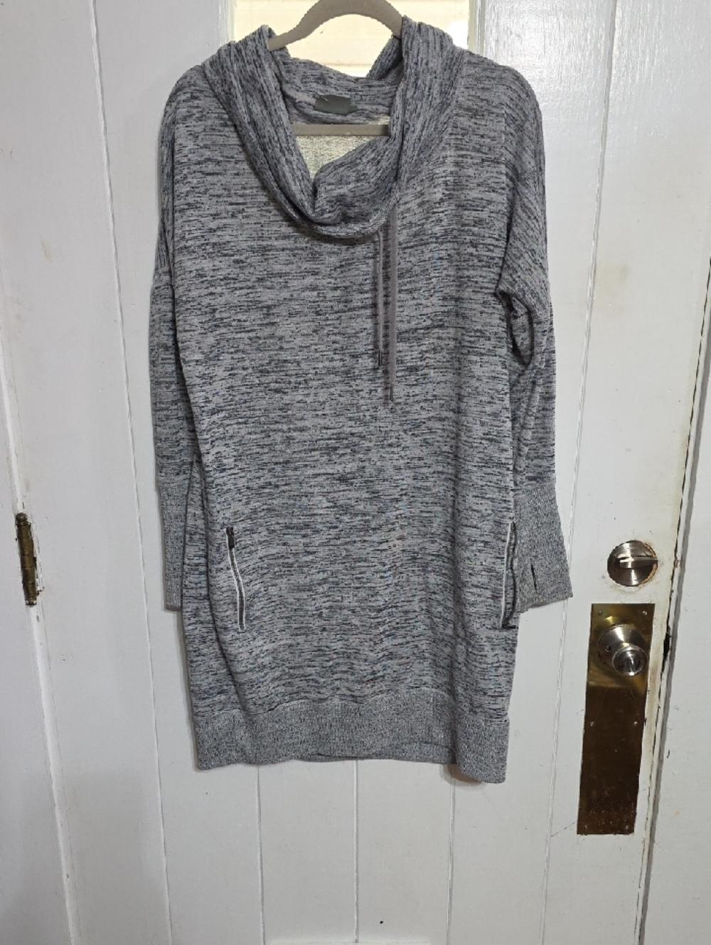 Athleta Women's Heather Gray Cowl Neck Pullover Sweater Dress Pockets 2X? READ